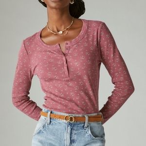 Lucky Brand floral long sleeve top New XL henley